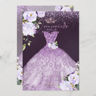 Invitation Quinceanera Dusty Lilac Purple Silver Parties scin