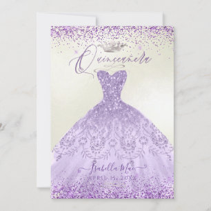 Invitation Quinceanera Dusty Purple Argent Parties scintillan