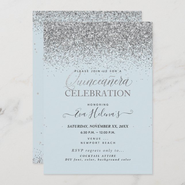 Invitation Quinceañera, Écrit dans l'étoile, do-it-yourself D (Devant / Derrière)