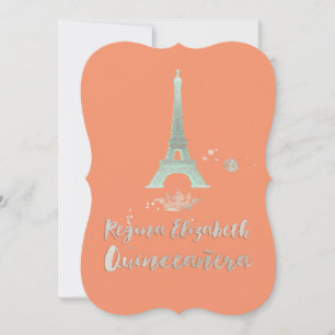 Invitation Quinceanera/Eiffel/Mint/DO-IT-YOURSELF arrière/Pri