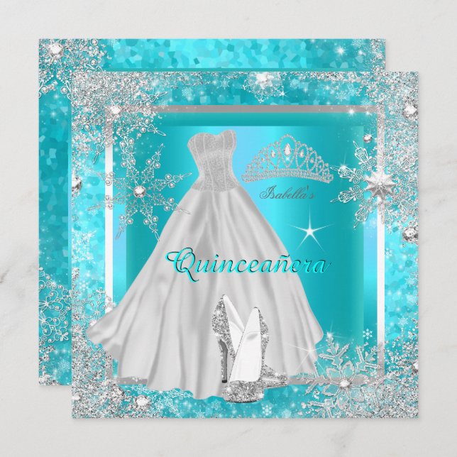Invitation Quinceanera Elite Élégante fête d'anniversaire Tur (Devant / Derrière)