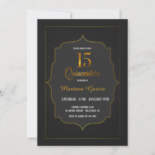 Invitation Quinceañera en or