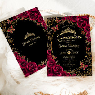 Invitation Quinceanera en or noir