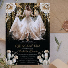 Quinceañera en or noir ivoire de luxe