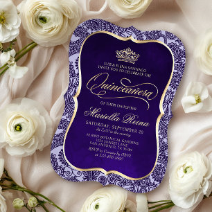 Invitation Quinceañera en or violet