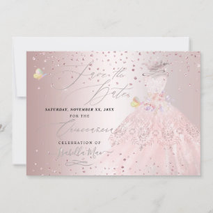 Invitation Quinceanera Enregistrer la date Blush Rose Pois do