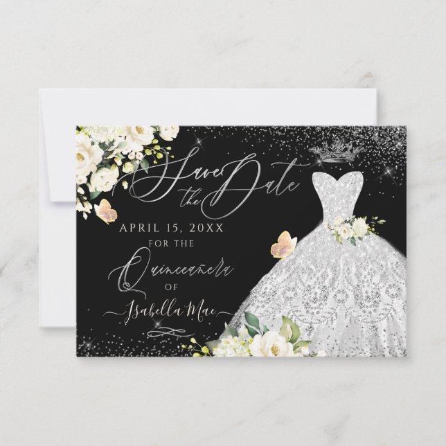 Invitation Quinceanera Enregistrer la date Faux Parties scint (Devant)