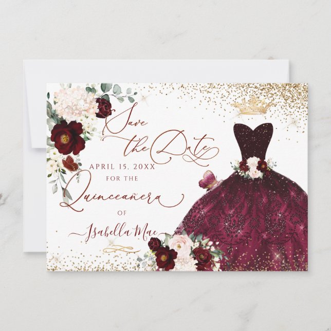 Invitation Quinceanera Enregistrer la date Green Faux Parties (Devant)
