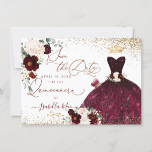 Invitation Quinceanera Enregistrer la date Green Faux Parties