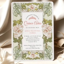 Quinceañera Espagnol Vert Sauge Rose Rose