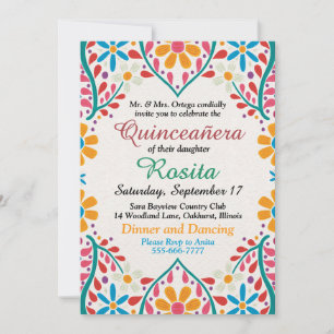 Invitation Quinceañera Espagnole de Fiesta Traditionnelle de