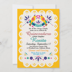 Invitation Quinceañera espagnole de la frontière traditionnel