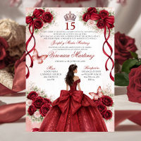 Quinceañera Espagnole Rouge Bourgogne 15 Ans Princ