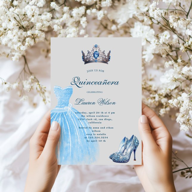Invitation Quinceañera Exclusive Reine Diamant Bleu (Créateur téléchargé)