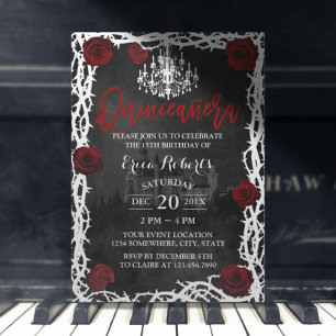 Invitation Quinceanera Fairytale Castle Rose & Thorn Princess