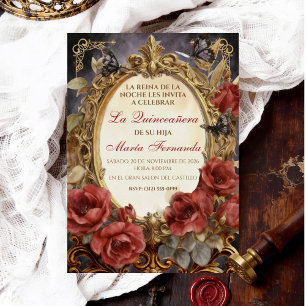 Invitation Quinceañera Fantaisie Sombre Gothique Romantique