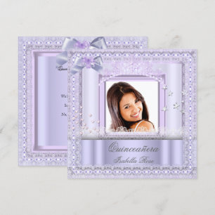 Invitation Quinceanera Fête de Fille Violet Lila