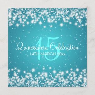 Invitation Quinceañera Fête de l'hiver Sparkle Blue