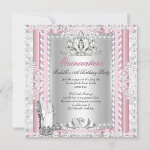 Invitation Quinceanera Fête des 15 ans Chaussures roses déco