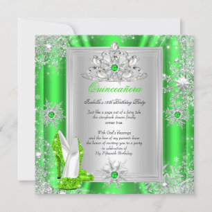 Invitation Quinceanera Fête des 15 ans Talons verts citron 2
