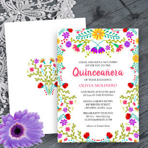 Invitation Quinceanera Fiesta mexicaine Floral 15e anniversai