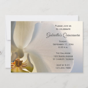 Invitation Quinceanera Fleur Orchidée Blanche