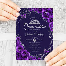 Quinceanera Floral d'argent violet