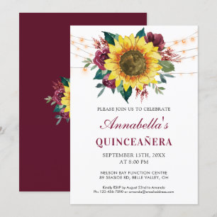Invitation Quinceanera Floral Tournesol Lights Party