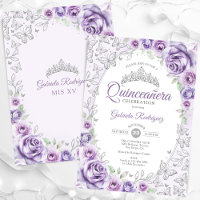 Quinceanera florale d'argent violet Lilac