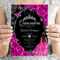 Quinceanera Fuchsia Rose Argent Noir