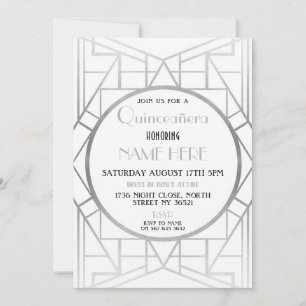 Invitation Quinceanera Gatsby, fête d'anniversaire Art déco d