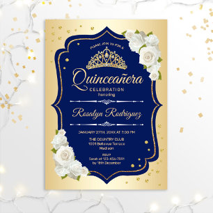 Invitation Quinceanera - Gold Navy
