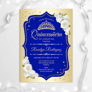 Invitation Quinceanera - Gold Royal Blue