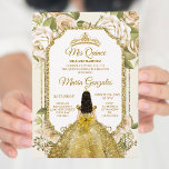 Invitation Quinceanera Gold & White Floral Couronne d'anniver<br><div class="desc">Quinceanera Gold & White Floral Birthday Crown Invitation Mis Quince Anos,  15e anniversaire, </div>