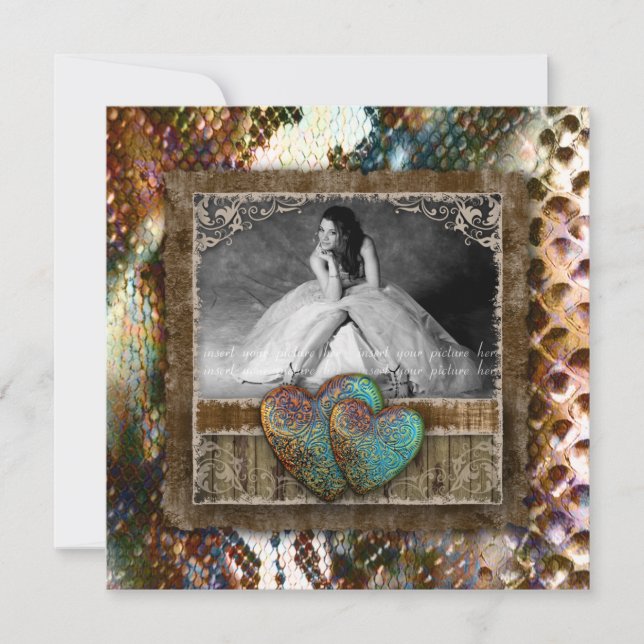 Invitation Quinceanera Grad Sweet 16 Cuir Vintage Photo (Devant)