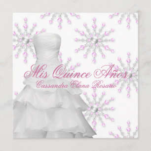 Invitation Quinceanera hivernale rose merveilleux