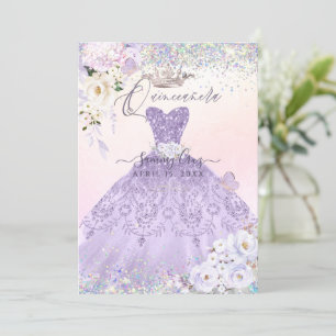 Invitation Quinceanera Holographique Dream Dusty Robe violett