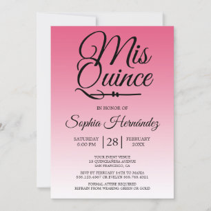 Invitation Quinceañera Hot Pink 15e anniversaire