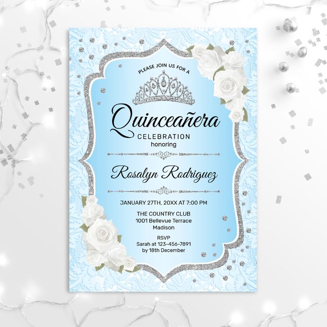 Invitation Quinceanera - Icy Blue Silver (Créateur téléchargé)