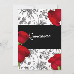 Invitation Quinceanera Invitation, Roses Rouges, Custom