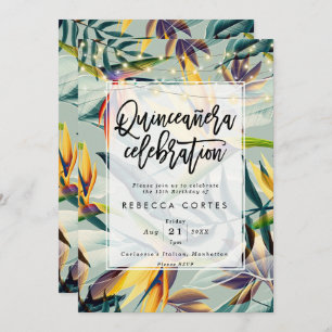 Invitation quinceanera jungle tropicale 15e anniversaire