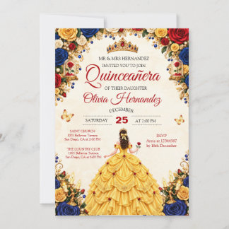 Invitation Quinceañera La Belle et la Bête