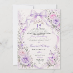 Invitation Quinceañera Lavande floral 15 Ans Tiare Princesse