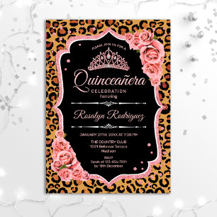 Invitation Quinceanera - Leopard Rose Gold
