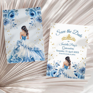Invitation Quinceanera Light Blue Princess Enregistrer la dat