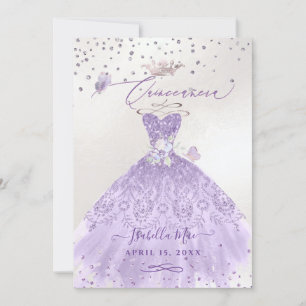 Invitation Quinceanera Lilac Purple Argent Parties scintillan