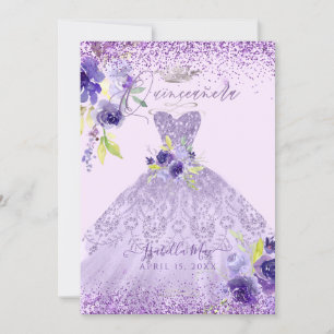 Invitation Quinceanera Lilac Purple Silver Parties scintillan