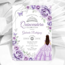 Quinceanera Lilac Robe d'argent violet Floral