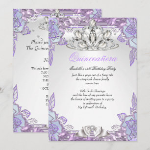 Invitation Quinceanera lilas rose 15e fête d'anniversaire 2