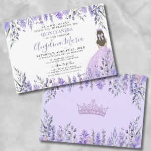 Invitation Quinceañera Lilas Violet Fleur Princesse